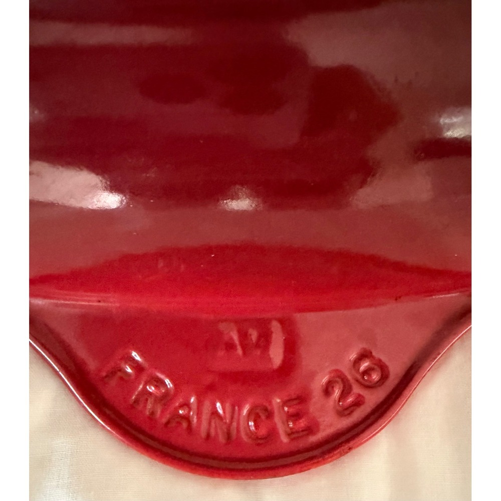 Le Creuset Red Enameled Cast Iron Square Grill Pan 26 France Luxury Classic - Picture 4 of 16